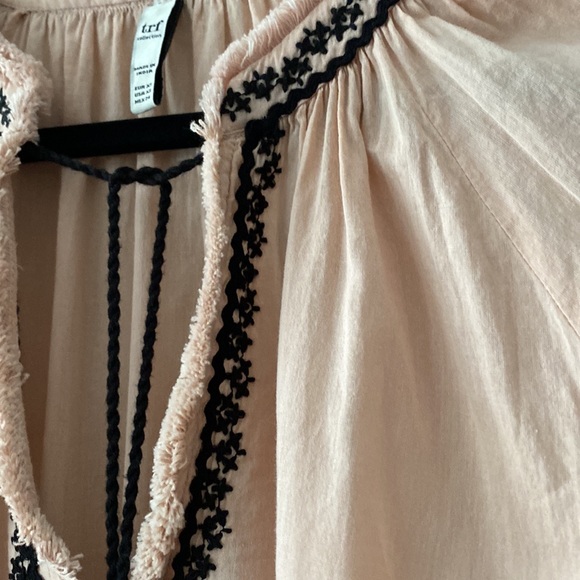 Zara trf Collection Embroidered Long Sleeve Tunic with Pom-Pom Tie - Picture 10 of 13